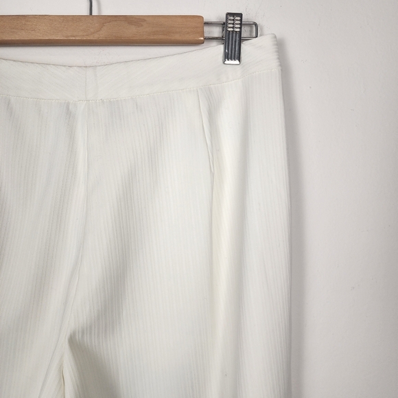 St John Collection Pinstripe White Wide Leg Dress Pants Women's Size 10 - Picture 5 of 11